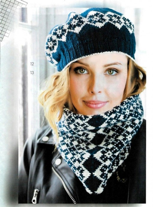 Берет и снуд с жаккардом