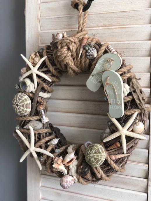 Декоративные интерьерные веночки в морском стиле