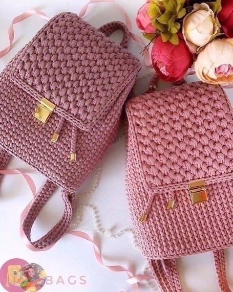 ​Рюкзачки крючком из трикотажной пряжи