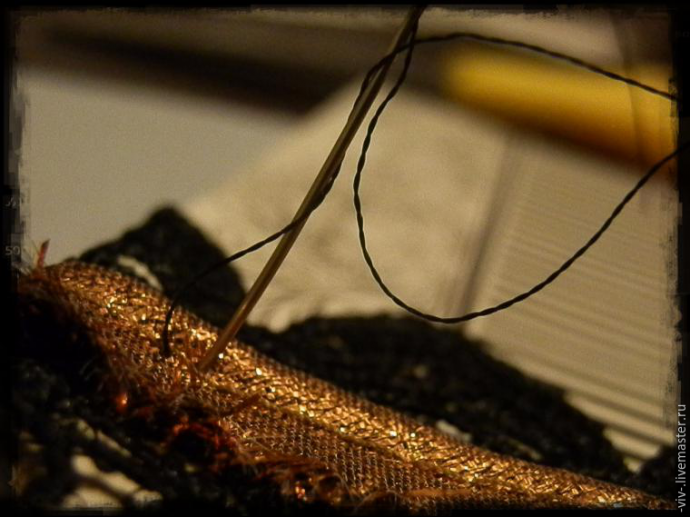 Закрепление кружева в работе в технике скапбукинг