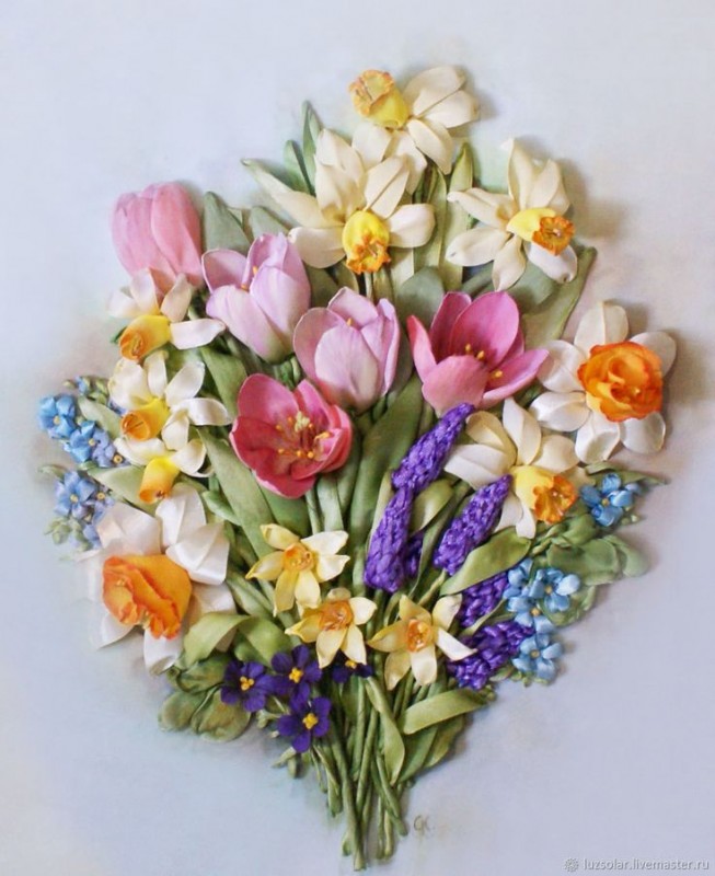 Вышивка лентами цветов: удивительные идеи