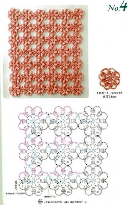 Безотрывное вязание крючком мотивов: схемы