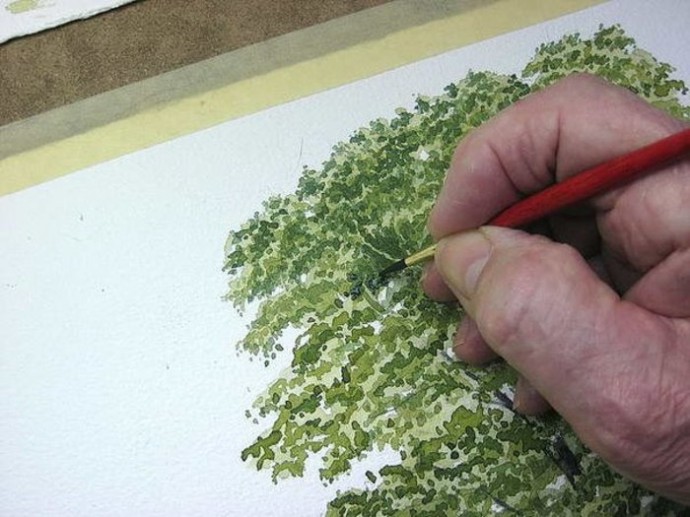 Как нарисовать дерево акварелью