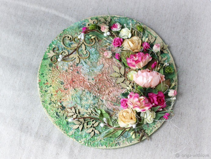 Цветочное панно с фактурным фоном