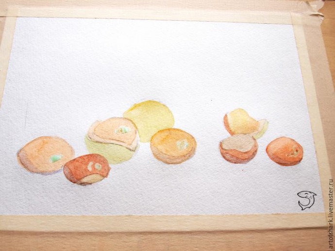 Рисуем каштаны акварелью Рисуем каштаны акварелью