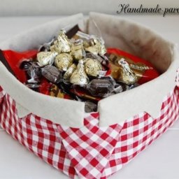 Маленькая корзинка из ткани в технике оригами