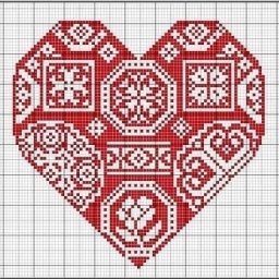 Вышивка сердец с орнаментом
