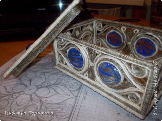 ​Шкатулка в технике джутовой филиграни