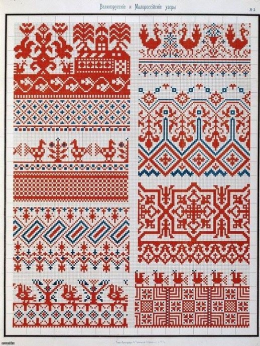 Старинные узоры вышивки крестиком
