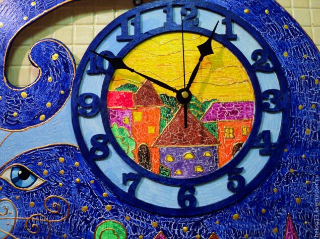 Большие часы "Синий Кот"