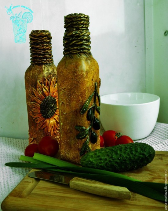 Декор бутылки для оливкового масла