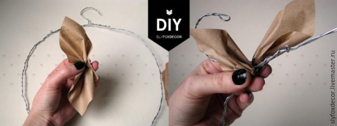 Декоративный венок из крафт-бумаги