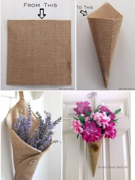 ​Кулёчек для упаковки цветов из мешковины