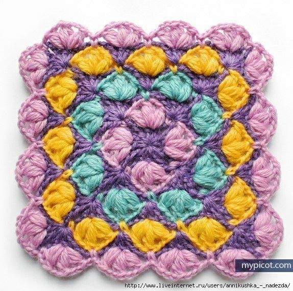 Новый цветной квадрат для вязания крючком