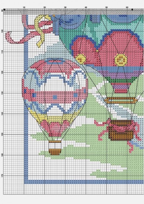 Схема для вышивки крестиком яркой картины с воздушными шарами