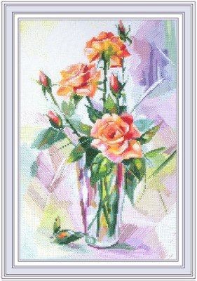 ​Вышивка "Розы в вазе"