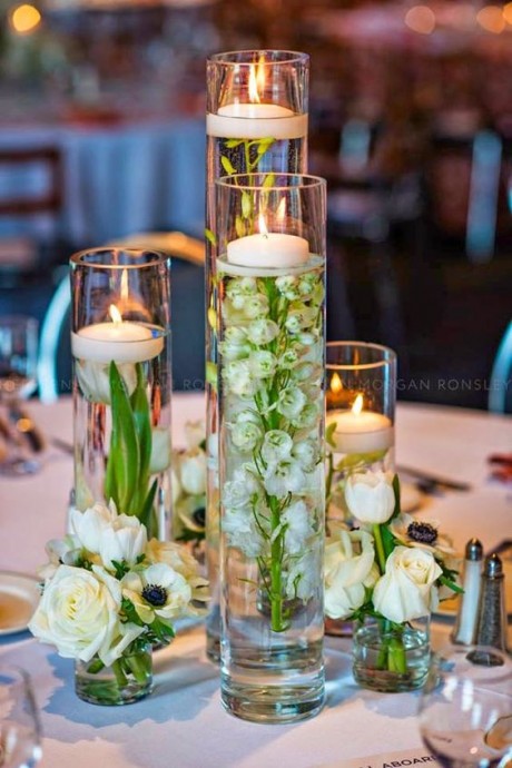 Декоративные композиции с цветами и свечами