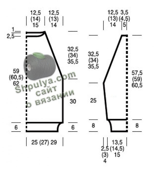 Свитер-реглан с темно-синими полосами и косами спицами