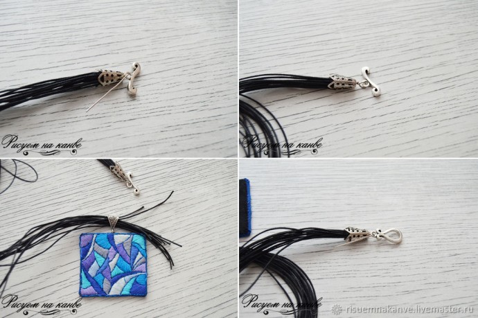 Колье с вышитым гладью кулоном