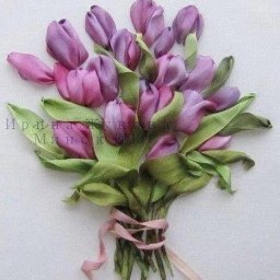 Тюльпаны: вышивка лентами