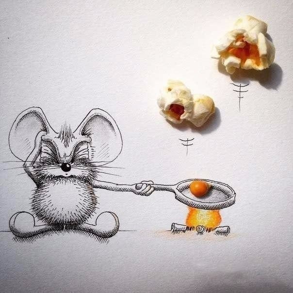 ​Оригинальные рисунки с мышонком