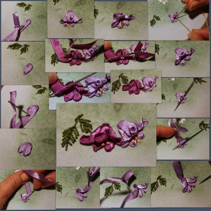 Уроки создания цветов из атласных лент: вышивка