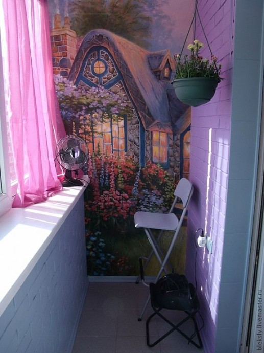 Фотообои с перспективой в интерьере балкона или лоджии