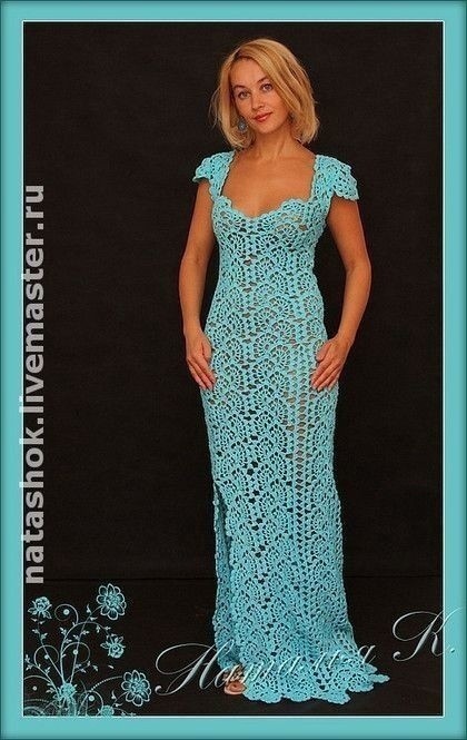 Шикарное вязаное вечернее платье