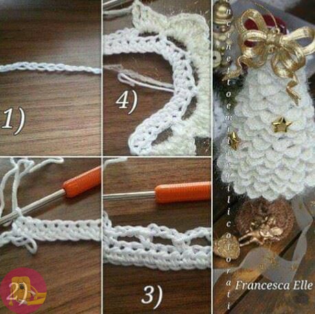 Елочки новогодние, выполненные крючком