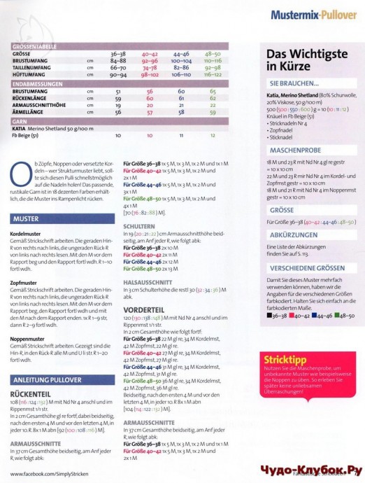 Джемпер спицами с комбинацией узоров