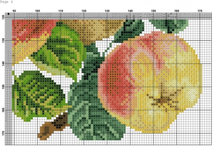 Подушка с вышивкой яблоками