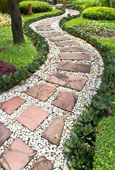 Садовые  дорожки из гальки: идеи