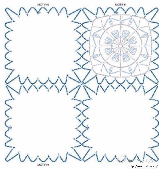 ​Квадратный мотив с круглым цветком внутри