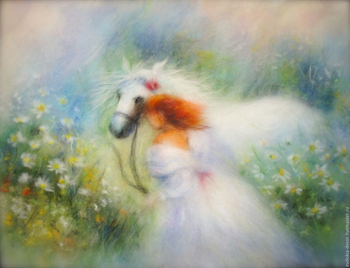 Лошади в технике шерстяной акварели: восхитительные идеи