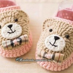Забавные тапочки-зверюшки крючком