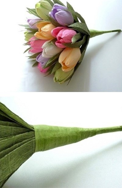 ​Букет тюльпанов из гофрированной бумаги