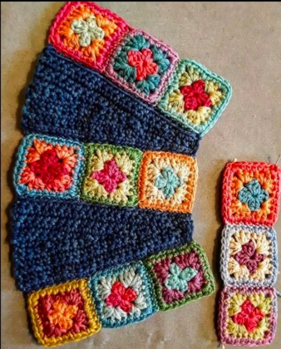 Длинные юбки крючком из бабушкиных квадратов Длинные юбки крючком из бабушкиных квадратов