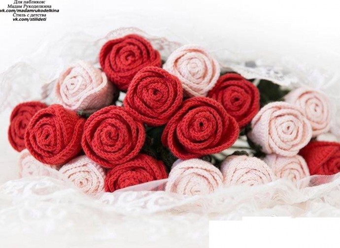 Вяжем розы крючком