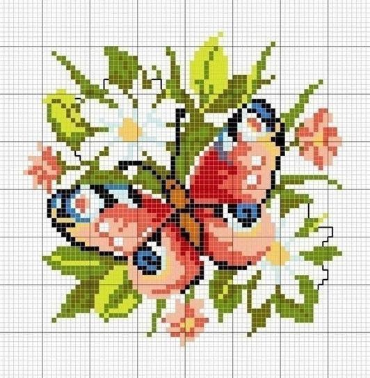 Вышивки с прекрасными бабочками