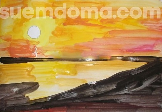 Рисуем пейзаж на закате