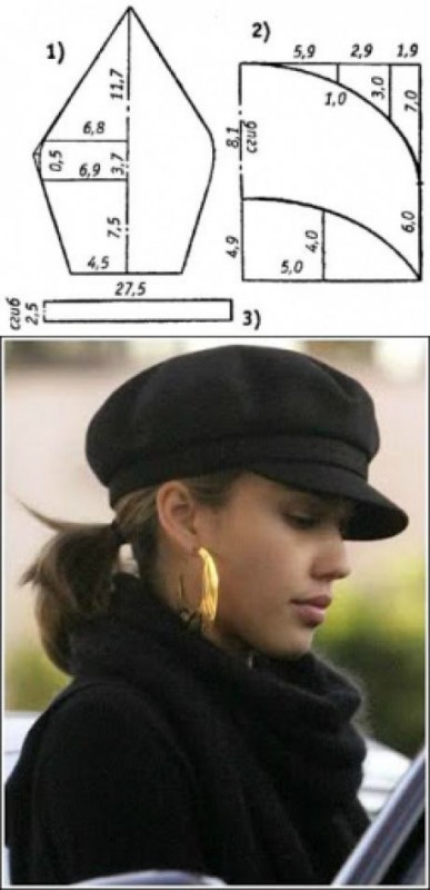 Выкройка женского берета и фуражки