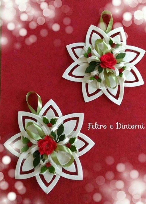 Цветок "Рождественская звезда" из фетра