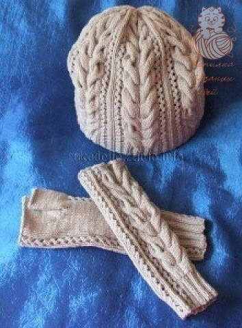 Шапочка и митенки "Ажурная осень" Шапочка и митенки "Ажурная осень"