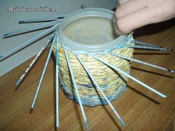 Плетёный короб с крышкой: мастер-класс