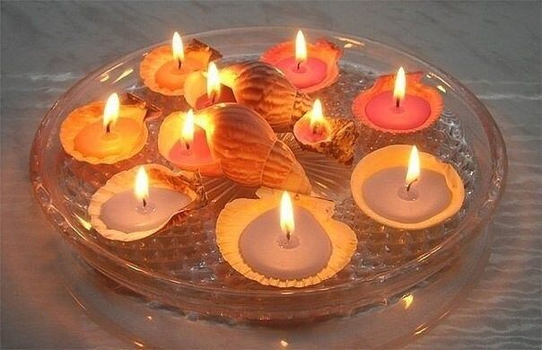 Морская тема: делаем свечи из ракушек