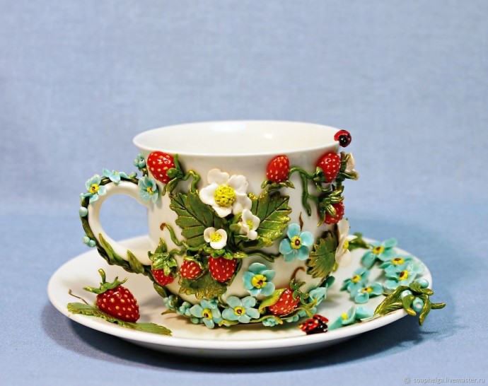 Самые красивые чашки с пластикой: идеи