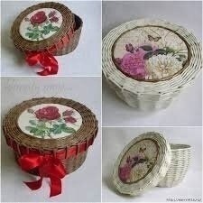 Плетение из газет: круглая корзина