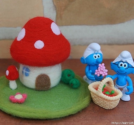 Сказочный домик мухомор в технике валяния