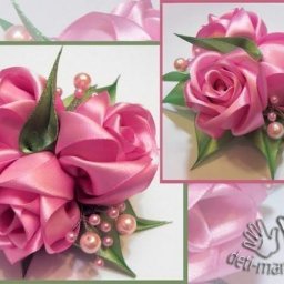 Очень красивая роза из атласных лент