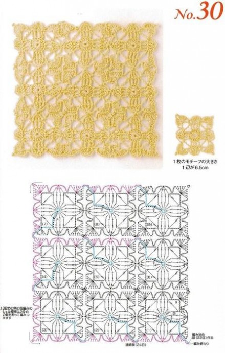 Безотрывное вязание крючком мотивов: схемы